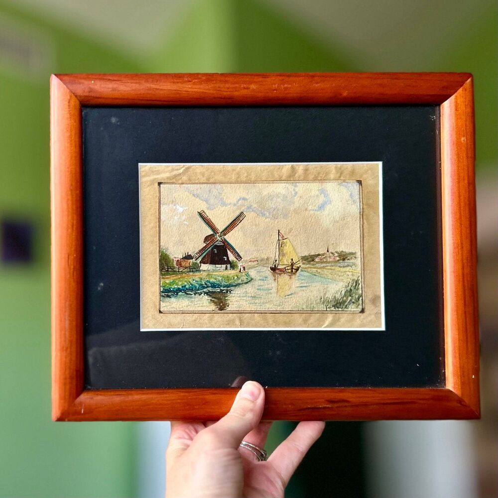 ❌SOLD Windmill Wall Decor Wood Framed Art